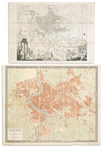 (PARIS and ROME.) Group of 4 nineteenth-century engraved or lithographed case maps.